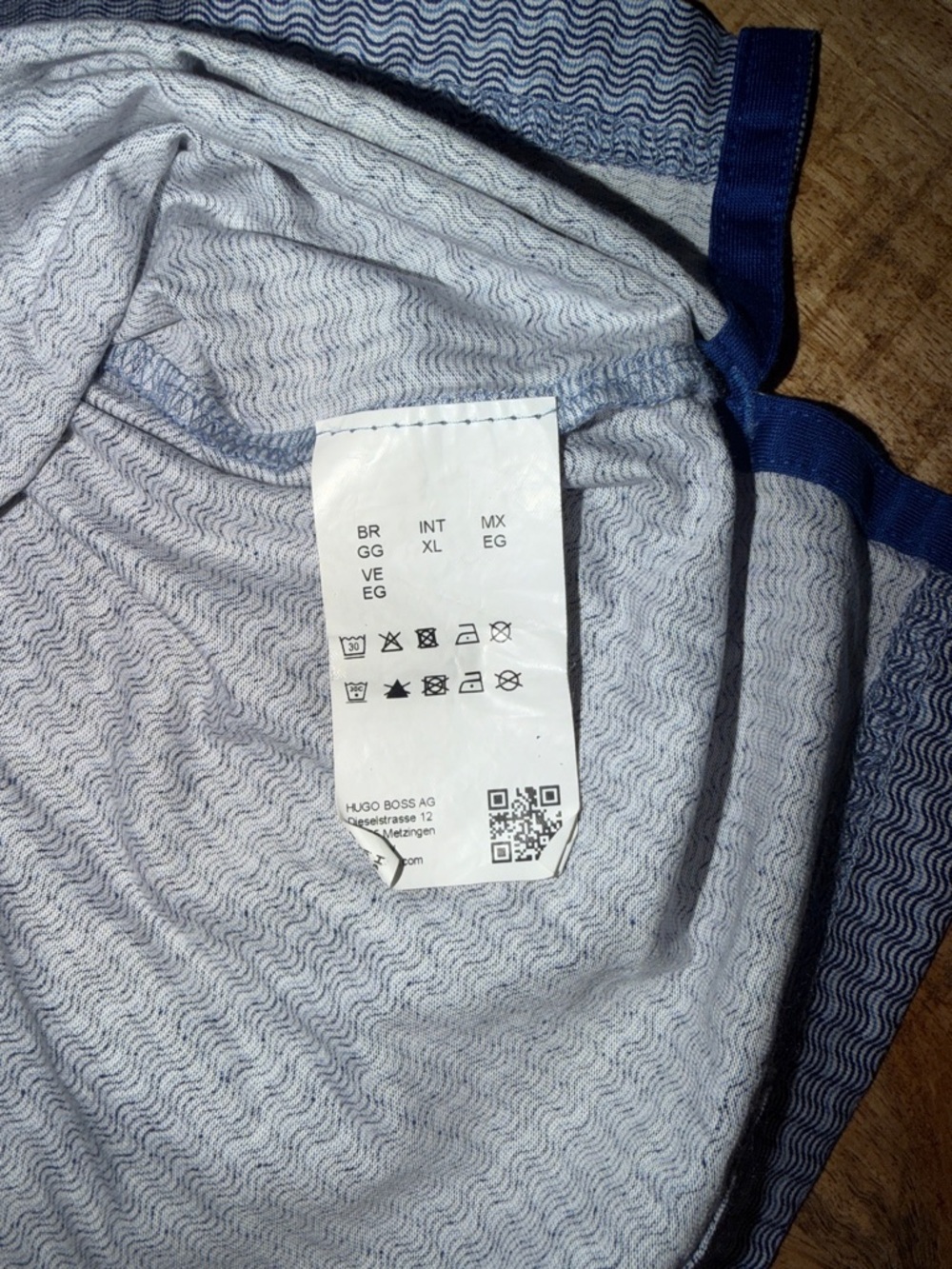 Hugo Boss Light Blue Patterned Polo with Navy Trim - Picture 6 of 6